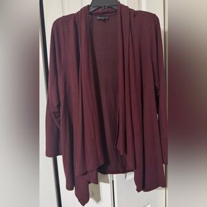 Bobeau Deep Red Open Front Cardigan